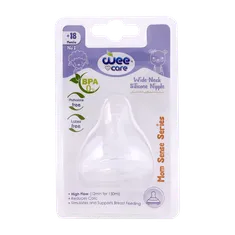 سر شیشه دهانه عریض از 18 ماهگی وی کر کد N516 | Wee Care Wide Neck Silicone Nipple +18 months code N516