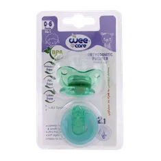 پستانک ارتودنسی و بند سیلیکونی وی کر از بدو تولد تا 6 ماهگی کد P150 | Wee Care Orthodontic Pacifier With Silicone Strap 0-6months