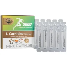 ویال خوراکی ال کارنیتین 3000 مکس اونیو 10 عددی | L Carnitine Oral Solution 3000 mg - MAX AVENUE