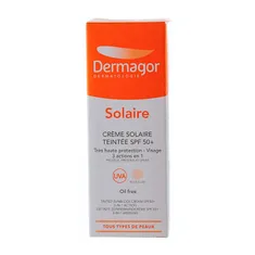 کرم ضد آفتاب رنگی SPF 50 فاقد چربی 3 در 1 درماگور | Tinted Sunblock Cream SPF 50 3-in-1 Action - Dermagor