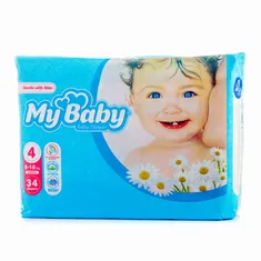پوشک کامل بچه سایز 4 مای بیبی 34 عددی | 34-pcs Size 4 Large Baby Diaper - My Baby