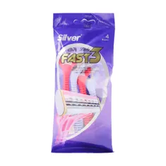 خودتراش چند بار مصرف سه لبه فست 3 بانوان سیلور  | Fast3 Ladies Triple Blade 4-razors Pack - Silver