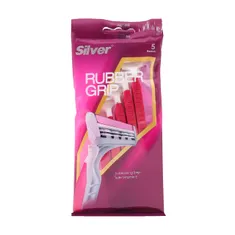 خودتراش چند بار مصرف دو لبه رابرگریپ بانوان سیلور | Rubber Grip Ladies Twin Blade 5-razors Pack - Silver
