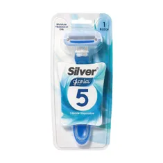 خودتراش چند بار مصرف پنج لبه گلوریا 5 بانوان سیلور | Gloria5 Ladies Five Blade Razor - Silver