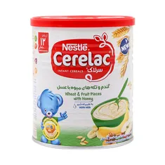 سرلاک گندم و تکه های میوه با عسل به همراه شیر نستله | Nestle Cerelac Wheat and Fruit Pieces with Honey