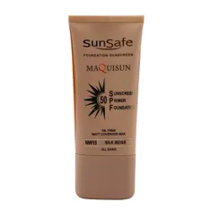 ضد آفتاب SPF 50 کرم پودری و پرایمری مکیسان سان سیف | Maquisun Foundation Sunscreen Cream SPF 50 - Sun Safe