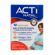 قرص و سافت ژل اکتی ناتال پلاس امگا 3 دی اچ ای ابیان دارو | Abian Darou Acti Natal Tablet + Omega-3 DHA Softgel