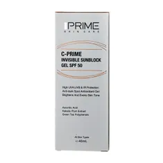 ژل ضد آفتاب بی رنگ SPF 50 ویتامین سی پریم | C-prime Invisible Sunblock Gel SPF 50 - Prime