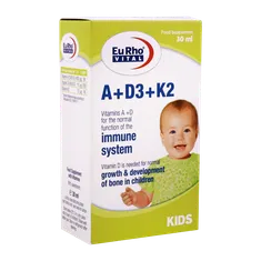 قطره ویتامین A و D3 و K2 یوروویتال | Vitamin A + D3 + K2 Oral Drop - Eurho Vital