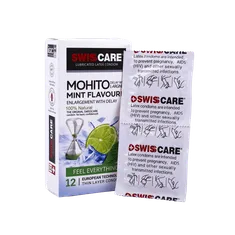 کاندوم تاخیری موهیتو نعنا سوئیس کر 12 عددی | Mohito Mint Flavour 12 Pieces Condom - Swiss Care