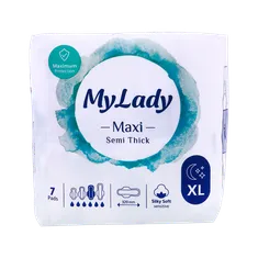 نوار بهداشتی مکسی نیمه ضخیم خیلی بزرگ ابریشمی مای لیدی | Maxi Sanitary Napkin with Wings for Night Use - My Lady