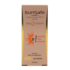 ضد آفتاب کرم پودری و پرایمری مکیسان SPF50 سان سیف | Maquisun Foundation Sunscreen Cream SPF 50 - Sun Safe