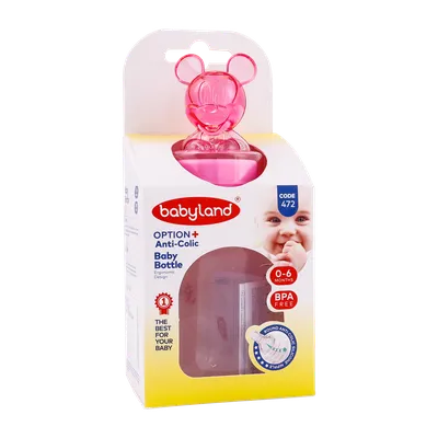 تصویر شیشه شیر ضد نفخ بی بی لند کد 472 مناسب 0 تا 6 ماهگی