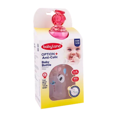 تصویر شیشه شیر ضد نفخ بی بی لند کد 508 مناسب 6 تا 18 ماهگی 