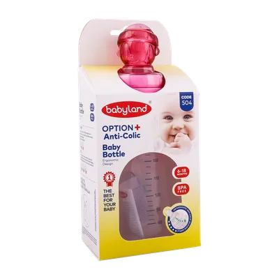 تصویر شیشه شیر بی بی لند کد 504، دسته دار، ارتودنسی و ضد نفخ