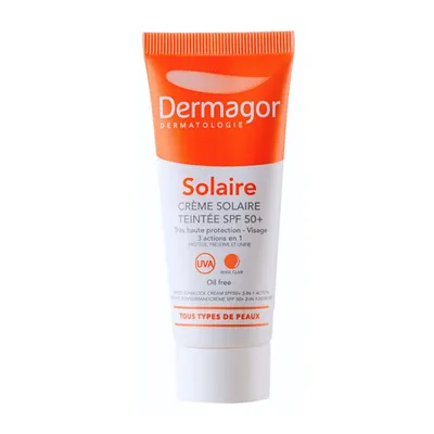 تصویر کرم ضد آفتاب رنگی SPF 50 فاقد چربی 3 در 1 درماگور