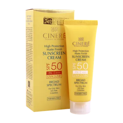 تصویر کرم ضد آفتاب بی رنگ SPF 50 مات فینیش سینره پوست چرب
