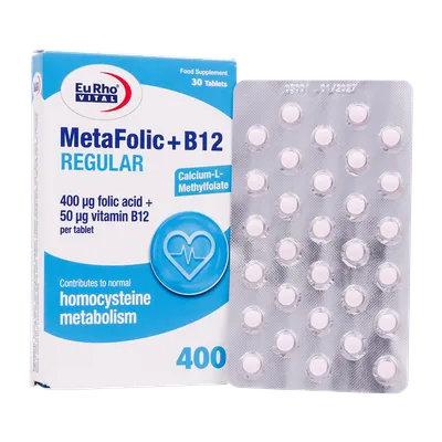 تصویر قرص متافولیک و ب 12 رگولار یوروویتال 30 عددی