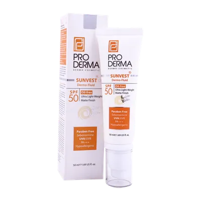 تصویر فلوئید ضد آفتاب SPF 50 سان وست پرودرما پوست معمولی و چرب
