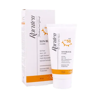 تصویر کرم ضد آفتاب SPF 50 بی رنگ پوست چرب و مختلط راکوتن