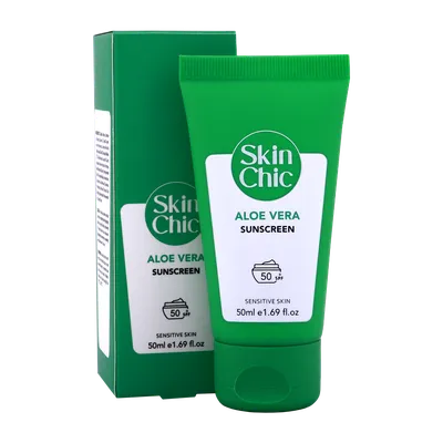 تصویر کرم ضد آفتاب SPF50 آلوئه ورا اسکین شیک پوست حساس