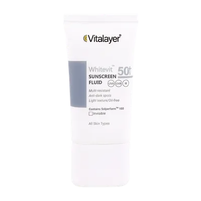 تصویر فلوئید ضد آفتاب SPF50 وایت ویت ویتالیر پوست دارای لک 