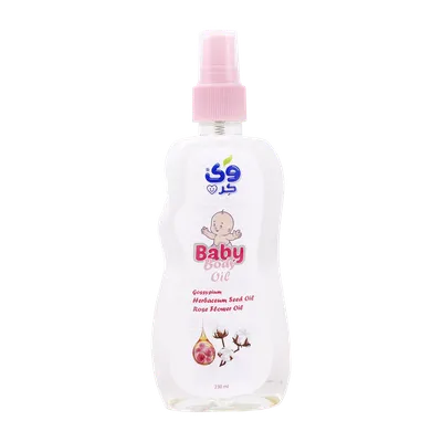 تصویر روغن بدن کودک پنبه دانه و گل رز وی کر