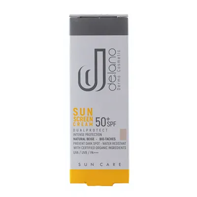 تصویر کرم ضد آفتاب SPF 50 بژ طبیعی پوست دارای لک دلانو