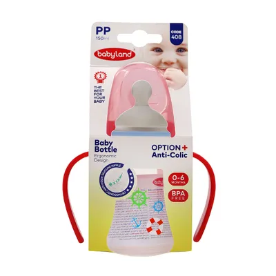 تصویر شیشه شیر آنتی کولیک ارتودنسی کد 408 بیبی لند 0 تا 6 ماهگی