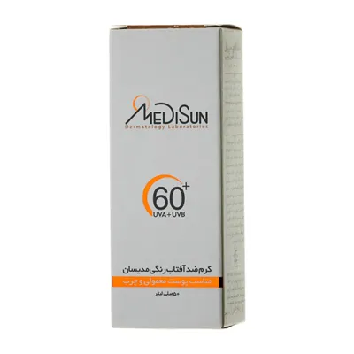 تصویر کرم ضد آفتاب رنگی پوست معمولی و چرب SPF 60 مدیسان