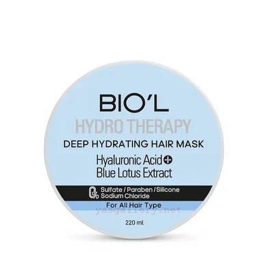 تصویر ماسک مو هیدرو تراپی هیالورونیک اسید و گل نیلوفر آبی بیول 220 میلی لیتر