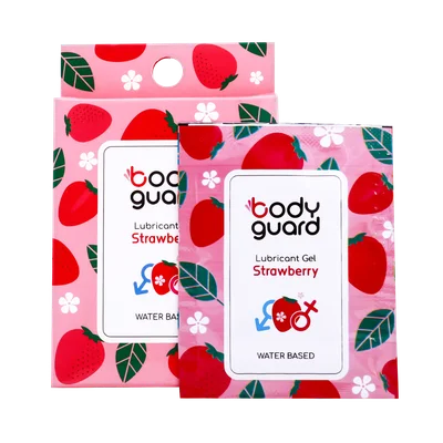 تصویر ژل لوبریکانت توت فرنگی بادیگارد ساشه ای