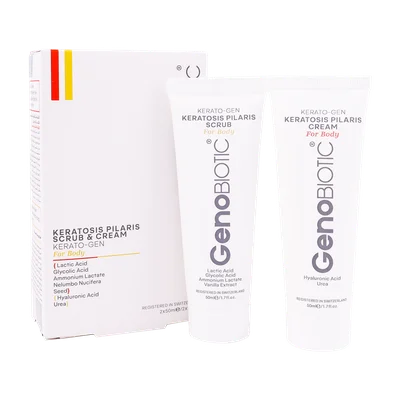 تصویر اسکراب پوست مرغی و کرم بدن ژنوبایوتیک