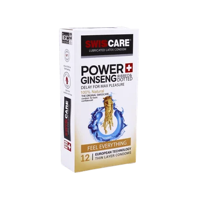 تصویر کاندوم تاخیری و خاردار پاور جینسینگ سوئیس کر 12 عددی