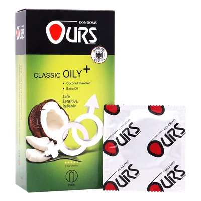 تصویر کاندوم کلاسیک اورز مدل +OILY بسته 12 عددی