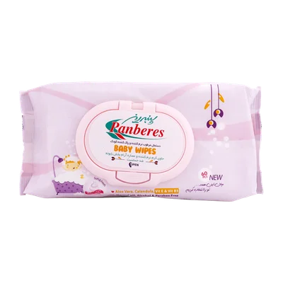 تصویر دستمال مرطوب نرم کننده کودک پنبه ریز 60 عددی