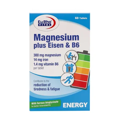 تصویر قرص منیزیم پلاس آیزن و ب۶ یوروویتال