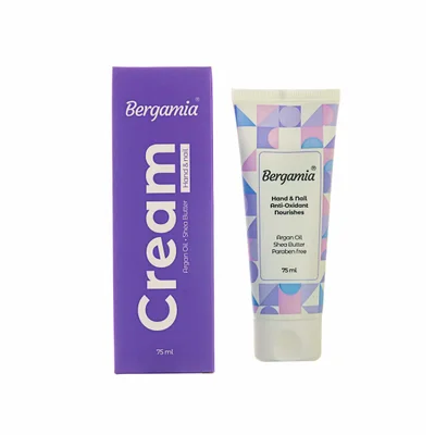 تصویر کرم مرطوب کننده دست و ناخن روغن آرگان برگامیا 75 میلی لیتر