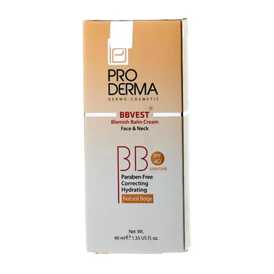 تصویر بی بی کرم رنگی SPF40 پوست چرب پرودرما